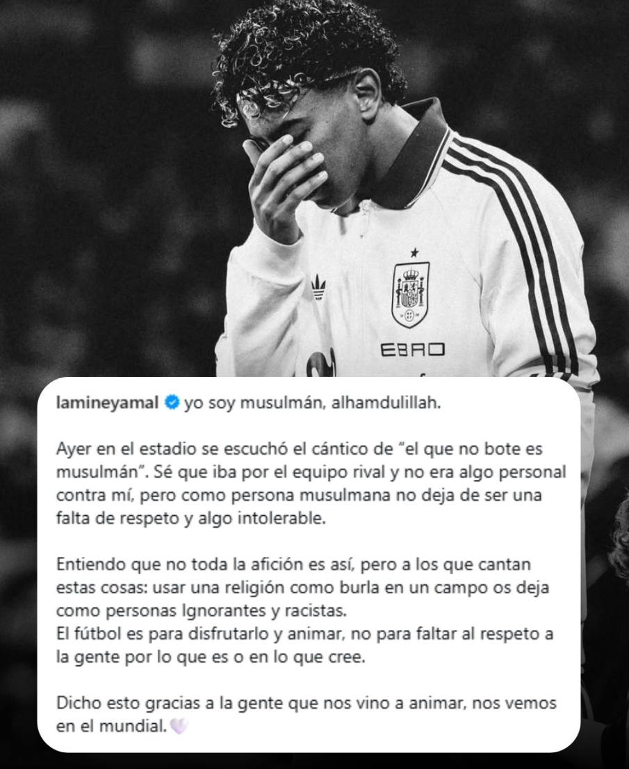 v体育-亚马尔发声谴责：我是穆斯林 足球是来享受的 不是侮辱攻击他人的